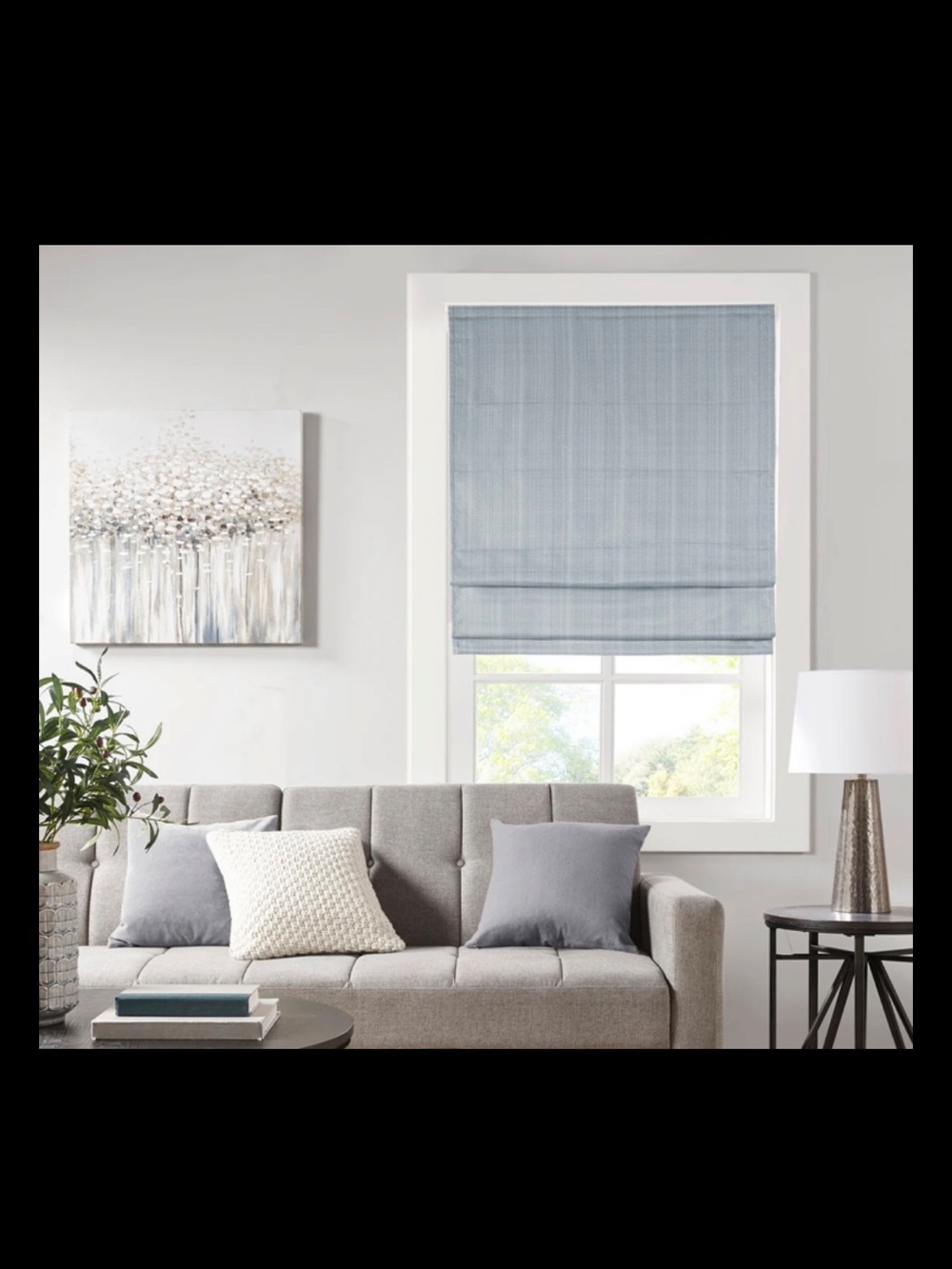 MadisonPark Galen Cordless Roman Shades Room Darkening 39”x64”H Basketweave Blue